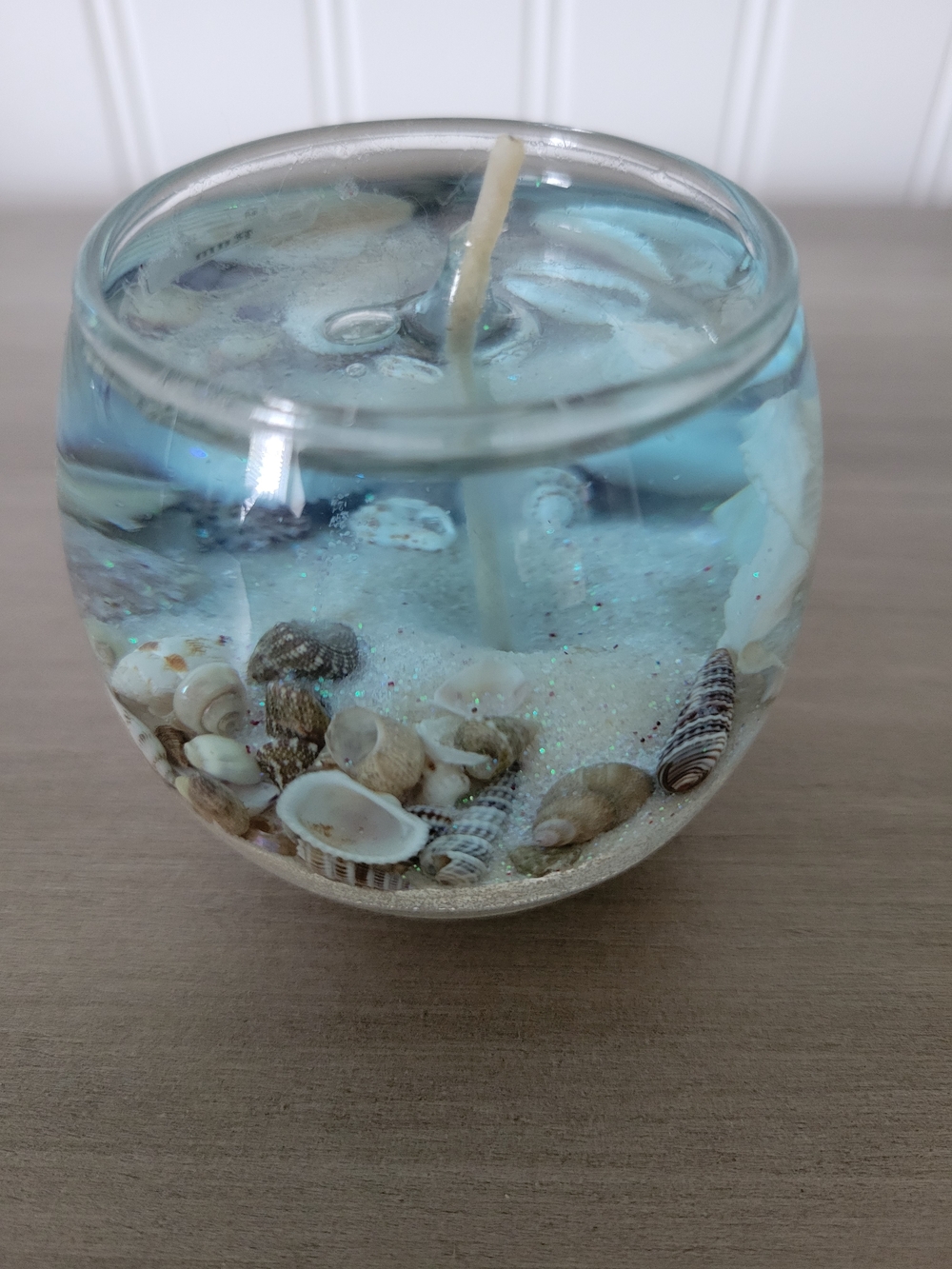 Handcrafted Seashell Ocean Gel Candle - Aqua Blue